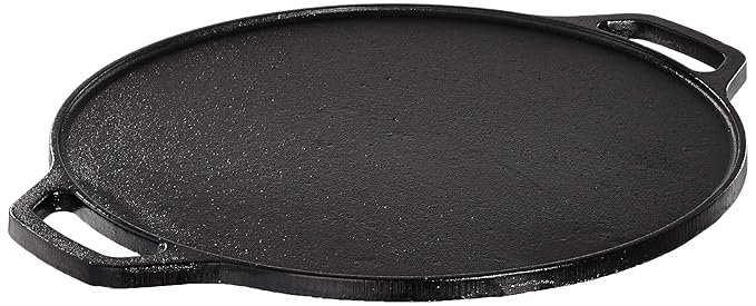Amazon Brand - Solimo Pre-Seasoned Cast Iron Dosa Tawa, 12 Inches (30 cm), Black, 100% Toxin-free, Naturally Non-stick, Long Lasting, Gas & Induction Stove-friendly