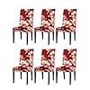 Amazon Brand - Solimo Polyester Spandex Stretchable Dining Chair SLIPCOVER (Checkered Print, Pack of 6, Maroon)