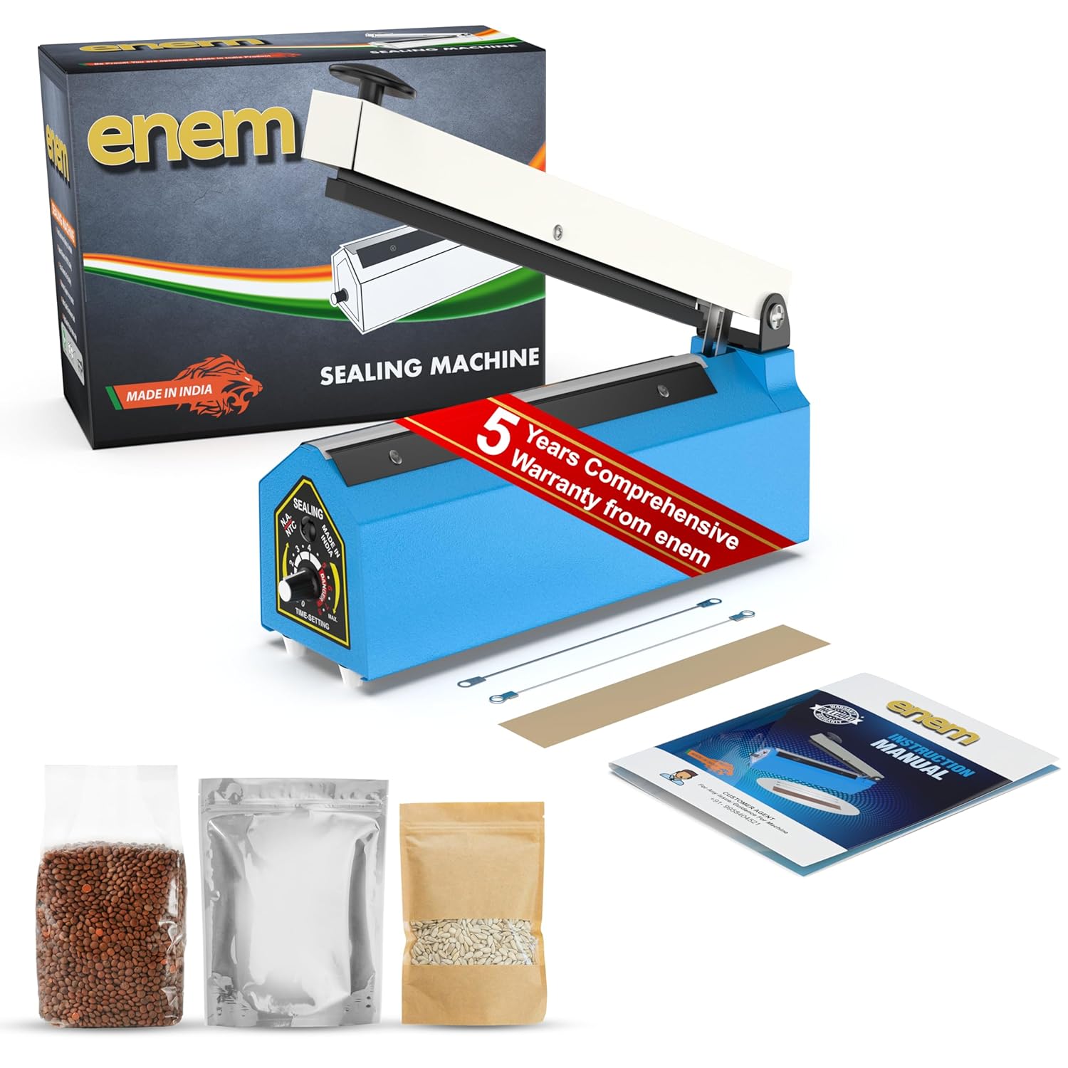 ENEM Sealing Machine for Food Packets, 8 Inch (200 mm), 5 Years Comprehensive Warranty, Packet Sealer Machine, Packing Machine Sealing, Sealing Machine, Full Customer Support from Enem