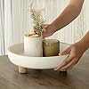 Ellementry Selene Marble Bowl with Wooden Legs, Multipurpose Serving Bowl for Snacks, Nuts, Salads & Kitchen Organizing, Elegant Serveware for Home & Dining Table