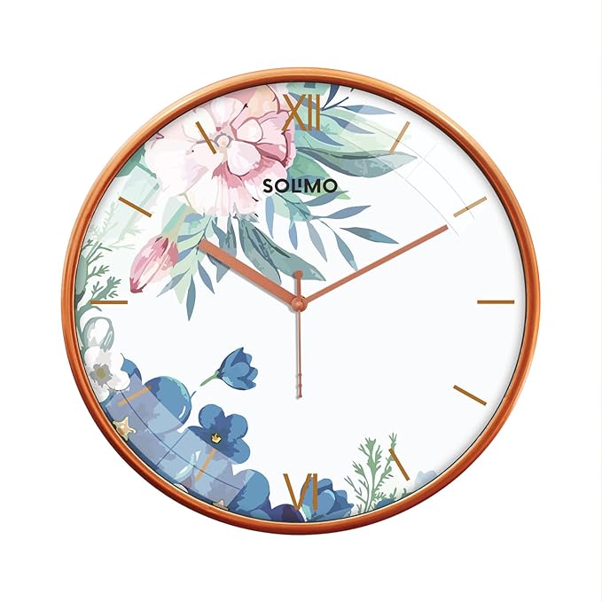 Amazon Brand - Solimo Plastic White Flower Analog Wall Clock, Quartz Movement, Silent Sweep, Modern, Easy-to-Read Time Indicator (30 Cm X 30 Cm, Multicolor)