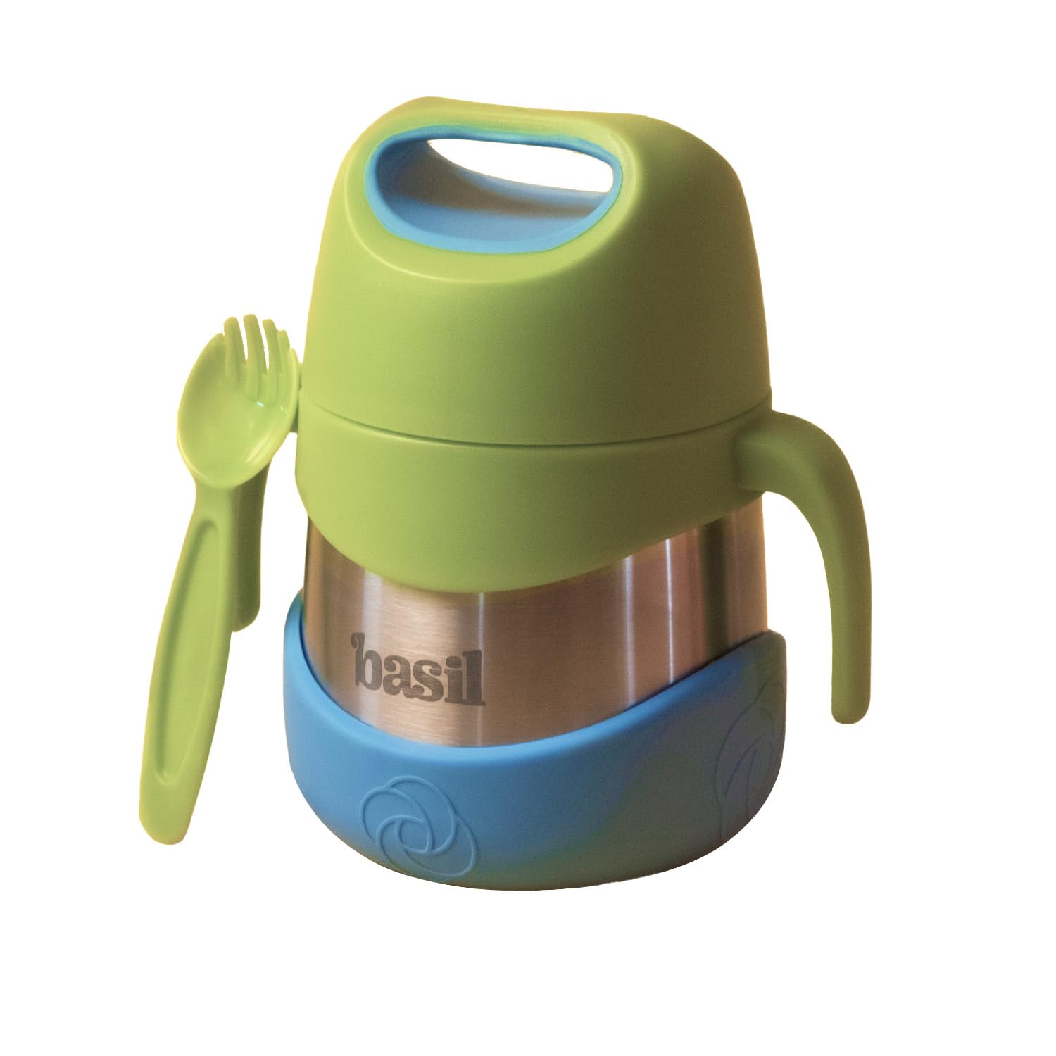 Basil ThermoTot Kids Insulated Food Jar 320ml | 304 Stainless Steel | BPA-Free | Double Wall Vacuum Lunch Box with Handle & Spork | Hot Cold Storage for School Travel Picnics - Blueberry