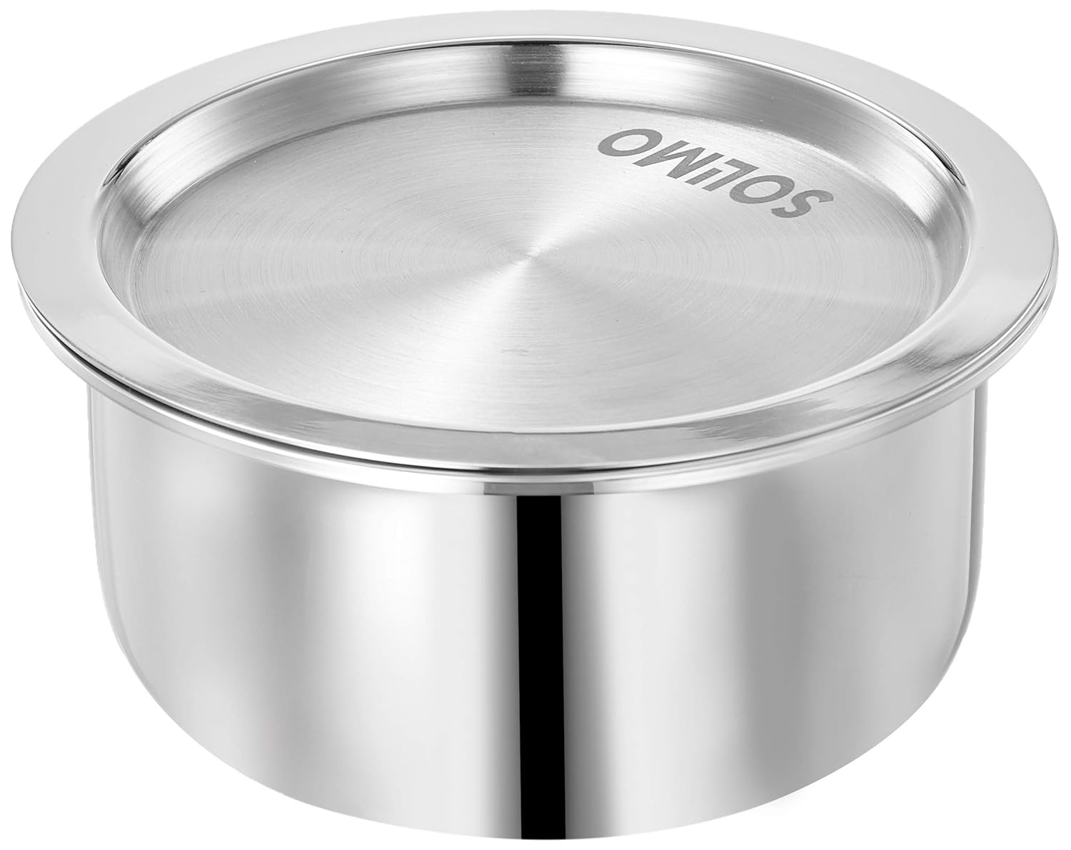 Amazon Brand - Solimo Tri-Ply Stainless Steel Tope with Steel Lid (16 cm, 1.5 litres)|Induction and Gas Stove Compatible