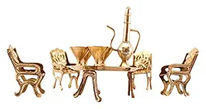 INDIAN ART VILLA Brass Handcrafted Indian Maharaja Dining Set Table Set Figurine - Showpiece Decorative Gift Item