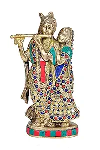 Amazon Brand - Umi Beautiful Brass Sculpture Radha Krishna Statue Murti, Height : 9 inches
