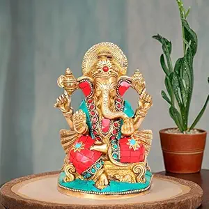 Amazon Brand - Umi Ganesha Statue,Ganpati Murti for Pooja Room & Decor Your Home, Office,Religious Idol Gift Article, Showpiece in Brass