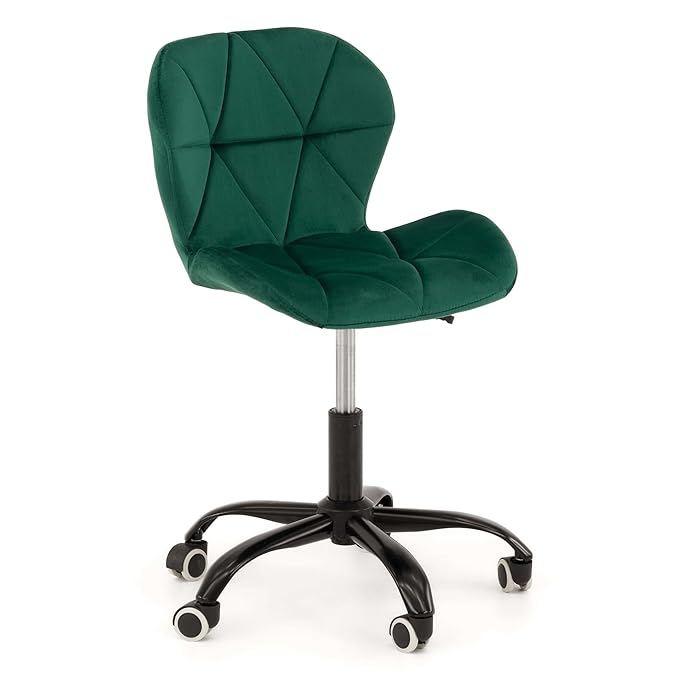 Amazon Brand - Umi Home Swivel Height-Adjustable Velvet Office Computer Study Desk Chair for Salon, Spa in Dark Green Color