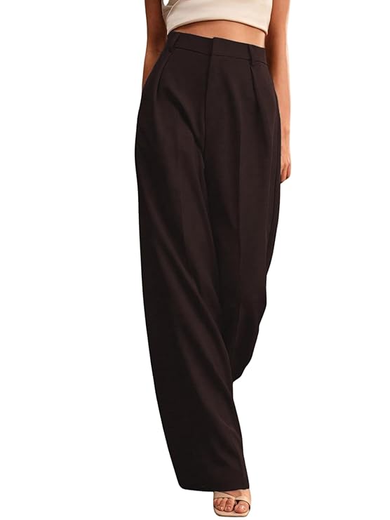 GRECIILOOKS Women High Rise High Waist Trousers Flared Korean Style Formal Pants|Elegant Workwear for Office, College & Events