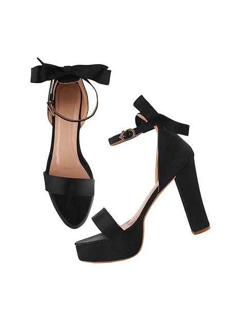 SilverArrow womens Knotco Fashion Sandals|Block Heel Sandals With AnkLe Buckle Strap|Fusion Wear