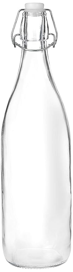Amazon Brand - Solimo Silica Glass Bottle with Flip Cap, 1 Litre (Transparent)