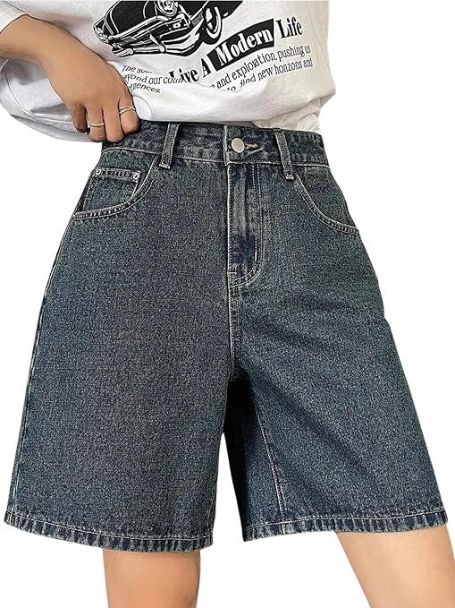 GRECIILOOKS Denim Shorts for Women | Shorts for Woman | Western Denim Short's – Trendy Knee Length Casual Bottoms | Daily Relaxed Fit Summer Stylish with Functional Pockets