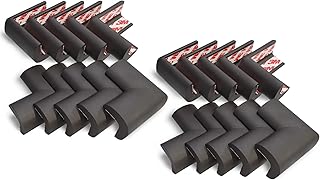 Amazon Brand - Supples Baby Proofing Pre-Taped Corner Guards | Black | Pack of 20 | Babyproof Foam Protectors for Sharp Corners | Non-Toxic, BPA Free | Tested As Per is 9873 Standards