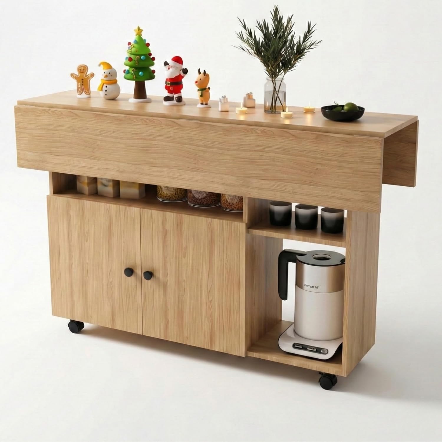 FO Folding Dining Table for Home for 4 Seater Space-Saving Wooden Folding Dining Table with Storage & Drawers, Portable with Wheels, Ideal for Small Spaces and Dining Rooms DIY.