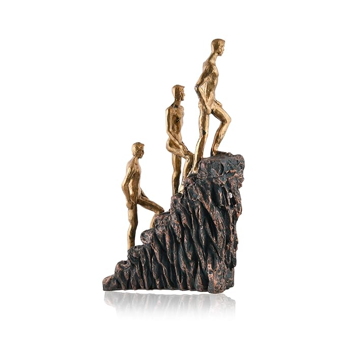 Amazon Brand - Umi Home Decor Showpiece - Statue of 3 Man On Stairs - Home Decor Items - House Warming Gift - Abstract Art Sculpture for Home Living Room Office Table Decor (10 Inch Height)