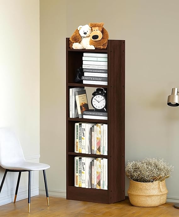 Enigmatic Woodworks Wooden Open Bookshelf Multipurpose for Home Rack Showcase Organizer for Living Room I Study Room I 5-Tier I Finish-Suede DIY (Wenge)