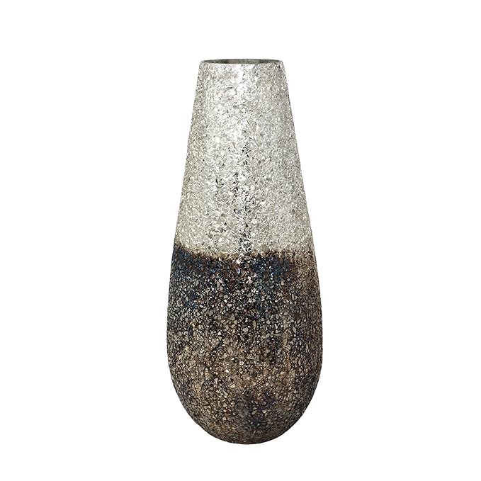 PARAMI Celestial Glow Blue Antique Glass Vase Large | Glitter Finish Ombre Decorative Flower Vase for Living Room, Tabletop, Shelf & Modern Home Décor Accent