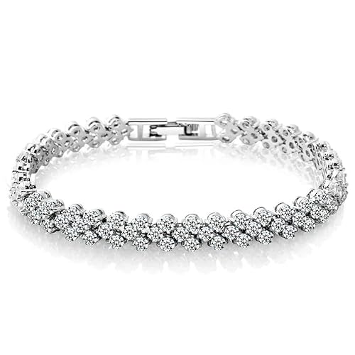 Shining Diva Fashion Platinum Plated Crystal Bangle Bracelet for Women and Girls (14677b)