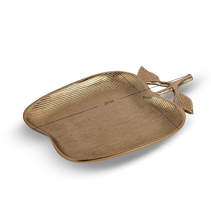 PARAMI Golden Apple Accent Tray Platter for Home, Kitchen, Dining Table and Living Room Decor