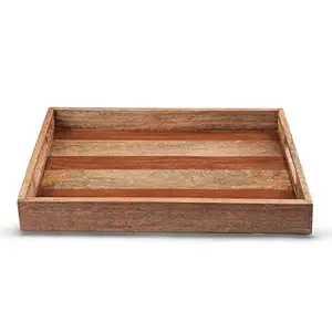 PARAMI Nature's Touch Wooden Decorative Tray Organizer for Kitchen, Dining Table, Office and Home Decor