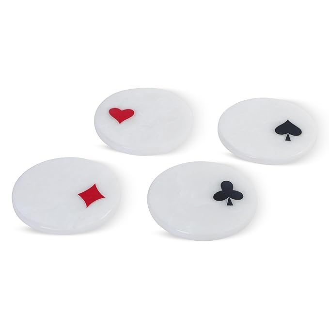 PARAMI Casino Charm Coaster Set for Home, Dining Table and Office Decor – 4 Piece Set