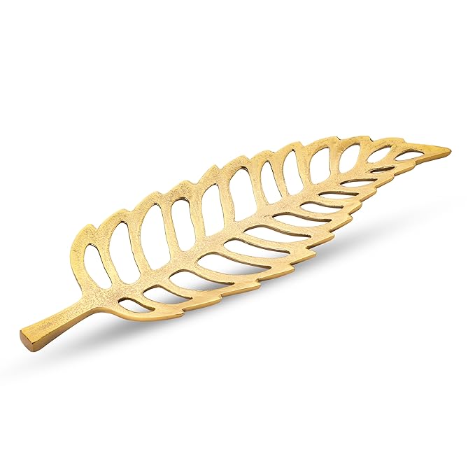 PARAMI Golden Fern Decorative Tray for Home Decor, Office Desk, Coffee Table, Dining Table and Living Room Decoration