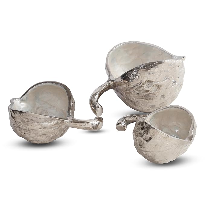 PARAMI Silver Shell Serving Set for Dining Table, Kitchen, and Home Decor – Decorative Server Bowl and Tray Collection