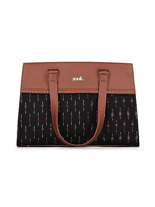 ZOUK Statement Business Bag | Jute | Vegan Leather Handcrafted Shoulder Bag Ideal For Office Use