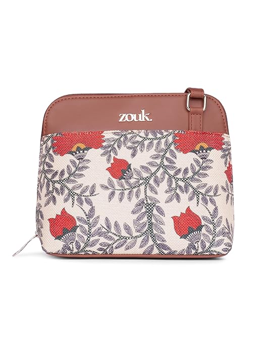 ZOUK Printed Vegan Leather Out Of Office Sling Bag With Adjustable Strap For Women's Girls