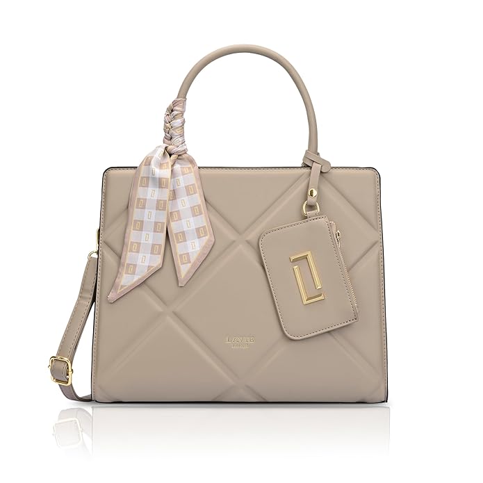 Lavie Luxe Women's Quare26 Laptop Satchel Bag | Upto 14 Inch | Satchel Handbag for Work | Ladies Purse | Stylish Shoulder Bag | Gift for Women