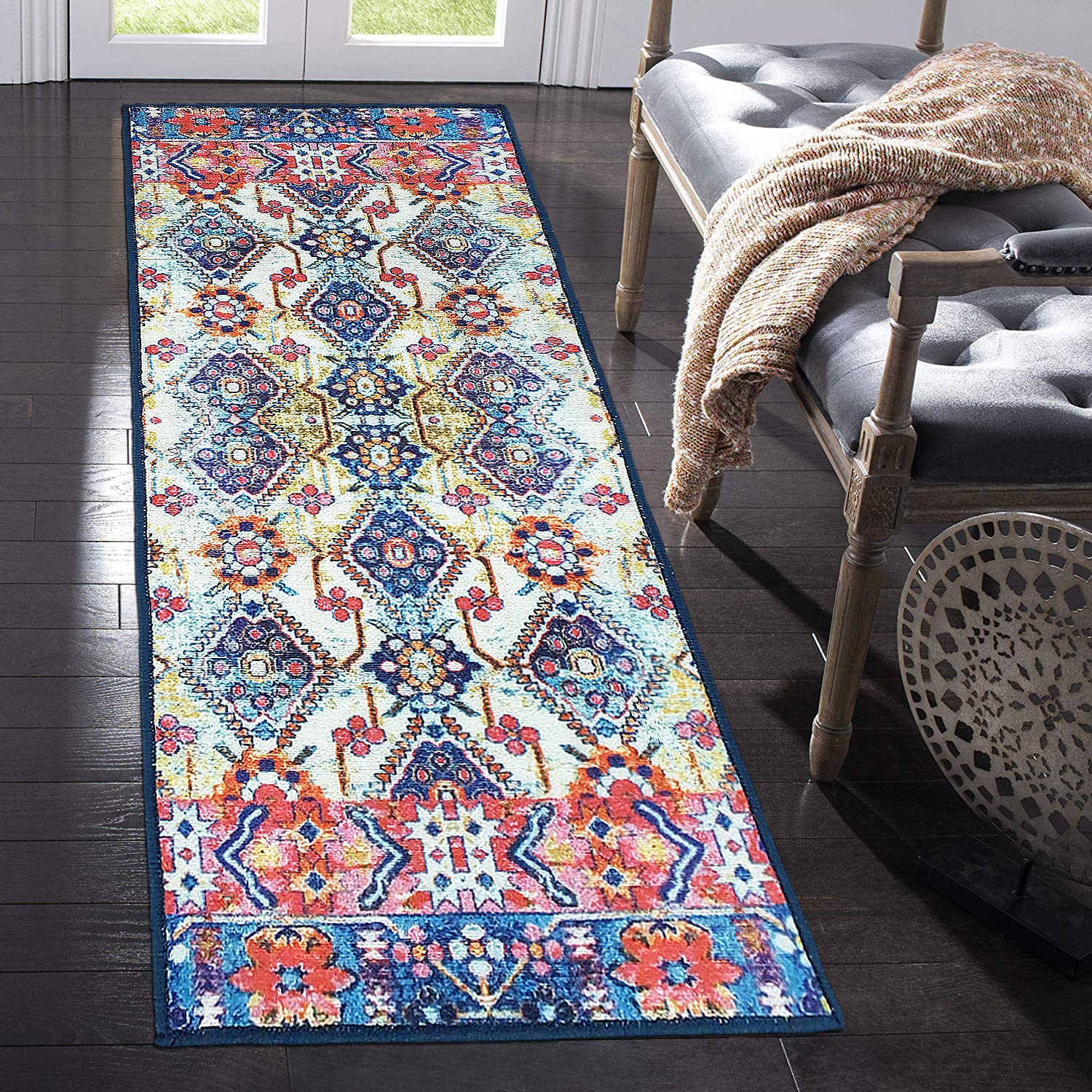 Status Contract Rugs for Living Room |(22"x55") 3D Printed Carpet for Living Room Deco|Anti Skid Backing Home Essentials|Aesthetic Vintage Decor Carpet Bedroom|Boho Rugs for Living Room (Multicolour)