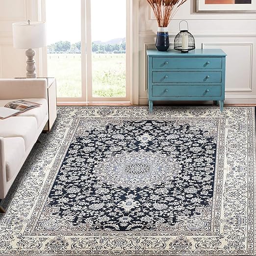Status Contract Premium Ice Silk Velvet Touch Persian, Kashmiri, Vintage, Runner Rug with Anti Slip Backing for Floor Carpet for Home Living Room, Hall, Office, Kids Room (4 x 6 Ft.)