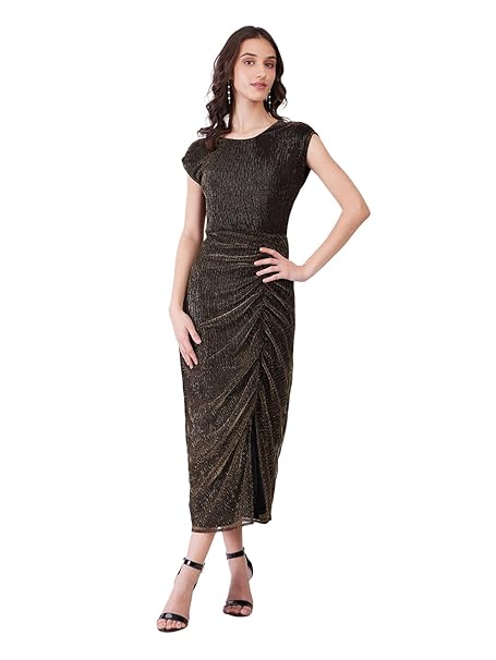 FableStreet Lurex Metallic Bodycon Dress - Black