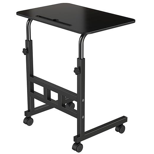Amazon Brand - Umi Wooden Multipurpose Adjustable Height Table with Wheels For Work From Home, Study, Office And Bedroom (Without Drawer)