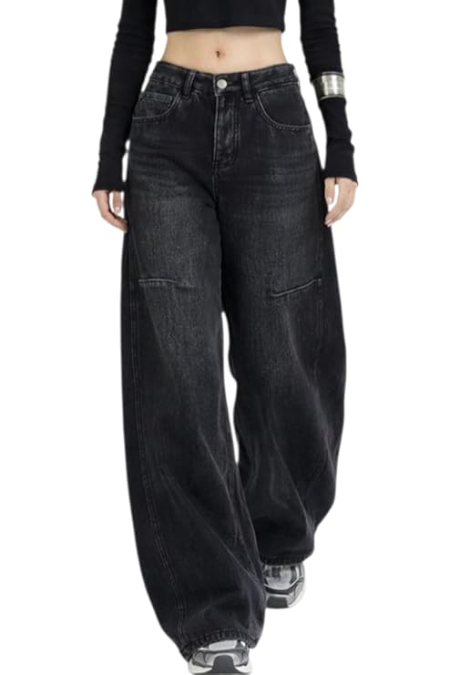 ODDMONEKY Baggy Jeans for Women || Korean Jeans for Women || Wide Leg Korean High Waist Baggy Denim Pants (Wjeans-7)