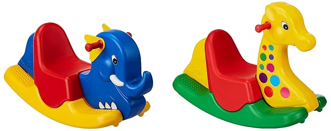 Amazon Brand - Jam & Honey Elephant Tusker Ride-On, Multicolor & Giraffe Ride-On, Kid