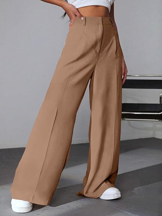GRECIILOOKS Women High Rise High Waist Trousers Flared Korean Style Formal Pants| Elegant Workwear for Office, College & Events (Combo Pack of 2)