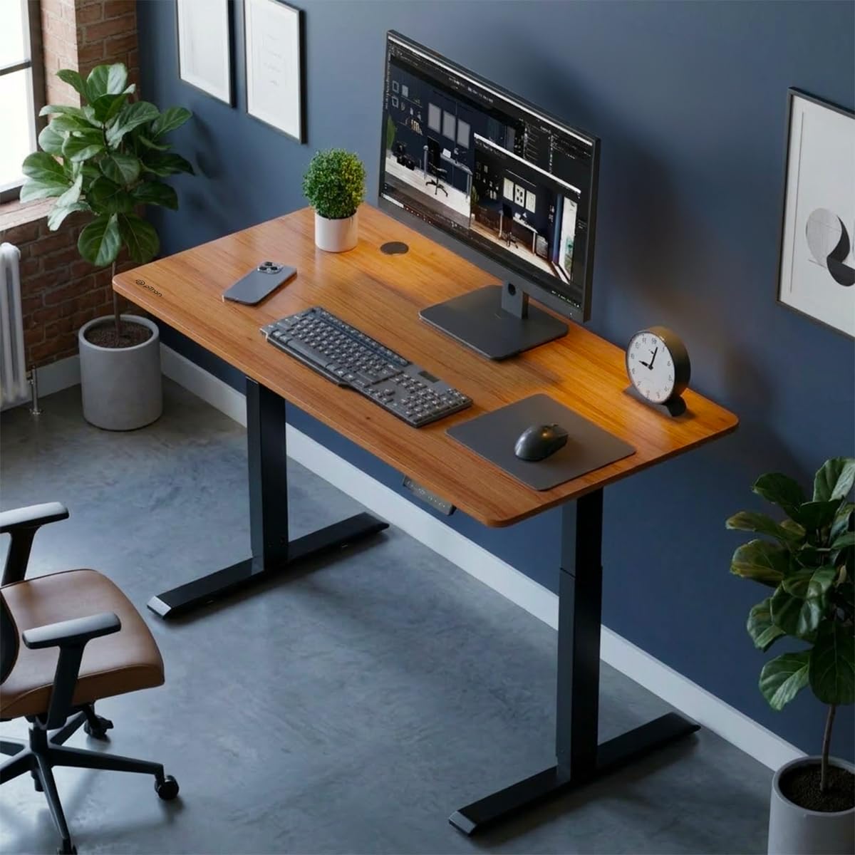 pTron EaseMate Table E1 Electric Height Adjustable Desk, 3 Memory Presets, Child, Ergonomic Sit-Stand Desk for Home Office/Studies, Strong Steel Frame, Engineered Wood, Digital Display(Wooden & Black)