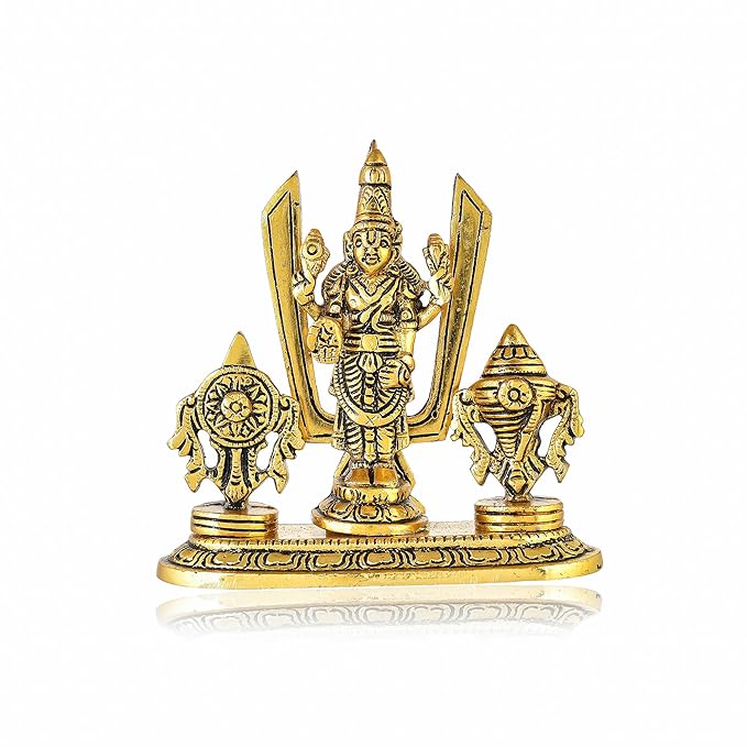 Amazon Brand - Umi Tirupati Balaji Idol Shri Venkateshwara Swamy Statue Symbol Shankh Chakra Tilak for Home Decoration Positive Envirnment Wedding Housewarming Gift