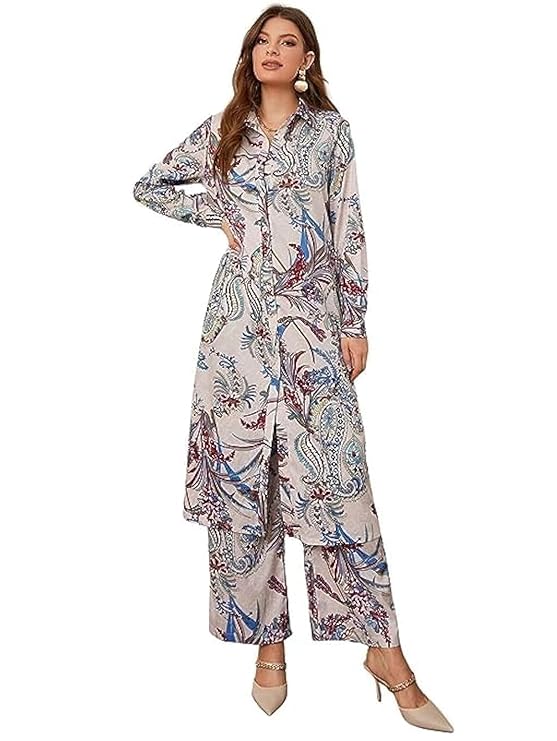 Leriya Fashion Women’s Rayon Co-Ord Set | Regular Fit Full Sleeve Top & Pant Set | Printed & Solid Stylish Two Piece Outfit for Casual, Party, Vacation