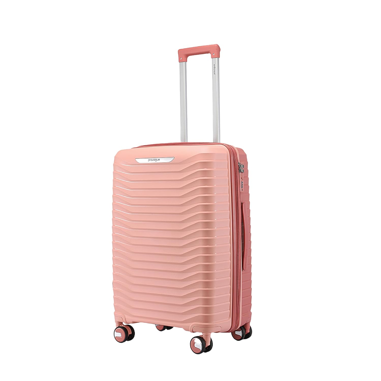 Provogue Coral Hard-Sided PP 65 Cm Trolley Bags for Travel Medium Size | Expandable Luggage Suitcase with 8 Wheels | Combination Lock | 5 Year Warranty (Tea Rose/Redwood)