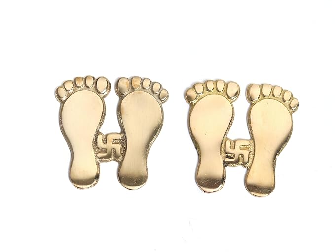 The Spiritual Living Brass Laxmi Charan Paduka (लक्ष्मी पैर) II for Door Entrance II Laxmi Feet II Handcrafted Brass Decor II Decorating Home & Puja Room II Set of 2