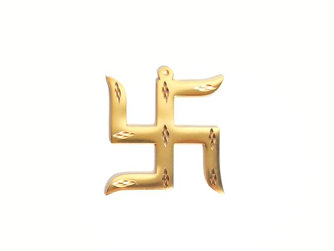 The Spiritual Living Pure Brass Swastik for Door Entrance II Religious Symbol for Good Luck (?) II Vastu Remedies, Brass Door Decor for Home & Office, Golden, 3 Inch Approx