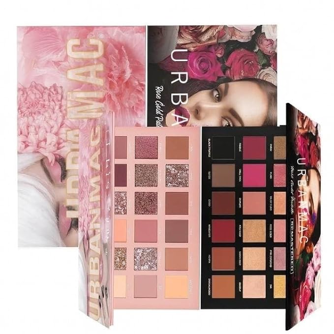 URBANMAC Nude and Rose Gold Eyeshadow Palette Combo, Shimmery Finish