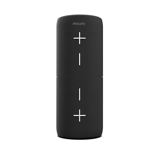 Philips TAS4400BK/94 Wireless Bluetooth Speaker, 40W, 8H Playtime, 52mm Driver, IPX4 Resistant, LED Indicator, 3600mAh Battery, USB-C Charging, TWS/AUX/TF Input, Magnetically Attachable (Deep Black)