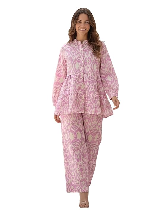 Leriya Fashion Co-ord Set for Women Stylish | Long Sleeve Top & Wide Leg Pant Set | Summer Travel Cord Set | Latest Western Two Piece Outfit for Casual, Party, Vacation