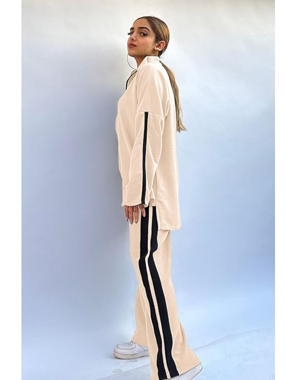 Leriya Fashion Co Ord Set For Women Stylish | Western Summer Casual Zip Up Dress for Woman | Full Sleeve Formal Office Wear & Western Lounge Track Suit | Loose Fit Pyjama Set for Beach & Holiday Look