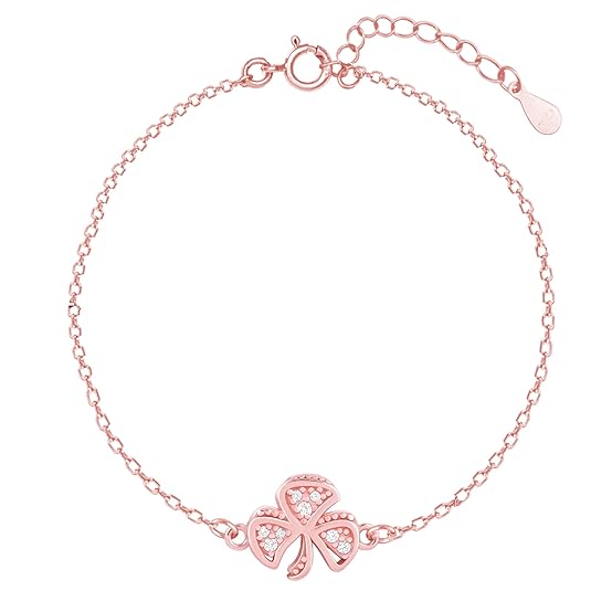 GIVA 925 Silver Rose Gold Shamrock Bracelet, Adjustable | Gifts for Women and Girls | With Certificate of Authenticity and 925 Stamp | 6 Months Warranty