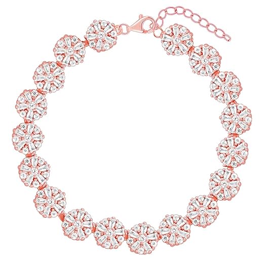 GIVA 925 Anushka Sharma Rose Gold Studded Flower Bracelet | Gifts for Girlfriend, Gifts for Women & Girls| With Certificate of Authenticity and 925 Stamp | 6 Month Warranty*