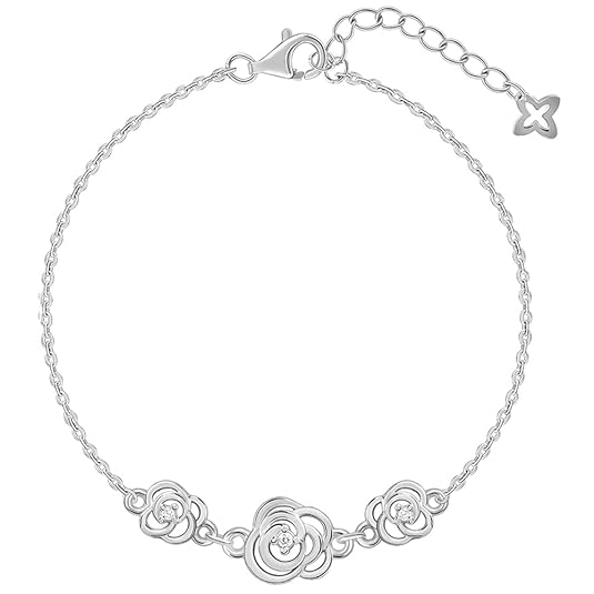 GIVA 925 Silver Sparkling Roses Bracelet, Adjustable | Gifts for Women and Girls | With Certificate of Authenticity and 925 Stamp | 6 Months Warranty