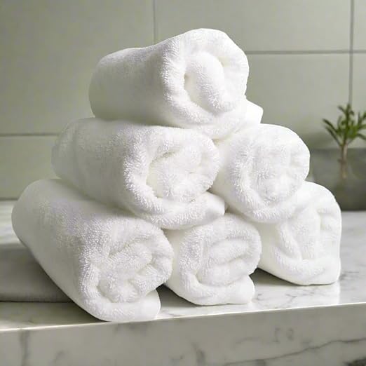 HEELIUM Bamboo Hand Towel | Ultra Absorbent & Anti-Bacterial | 3X Softer Than Cotton Towels | 65 X 40 cm - 600 GSM | Pack of 6 - White